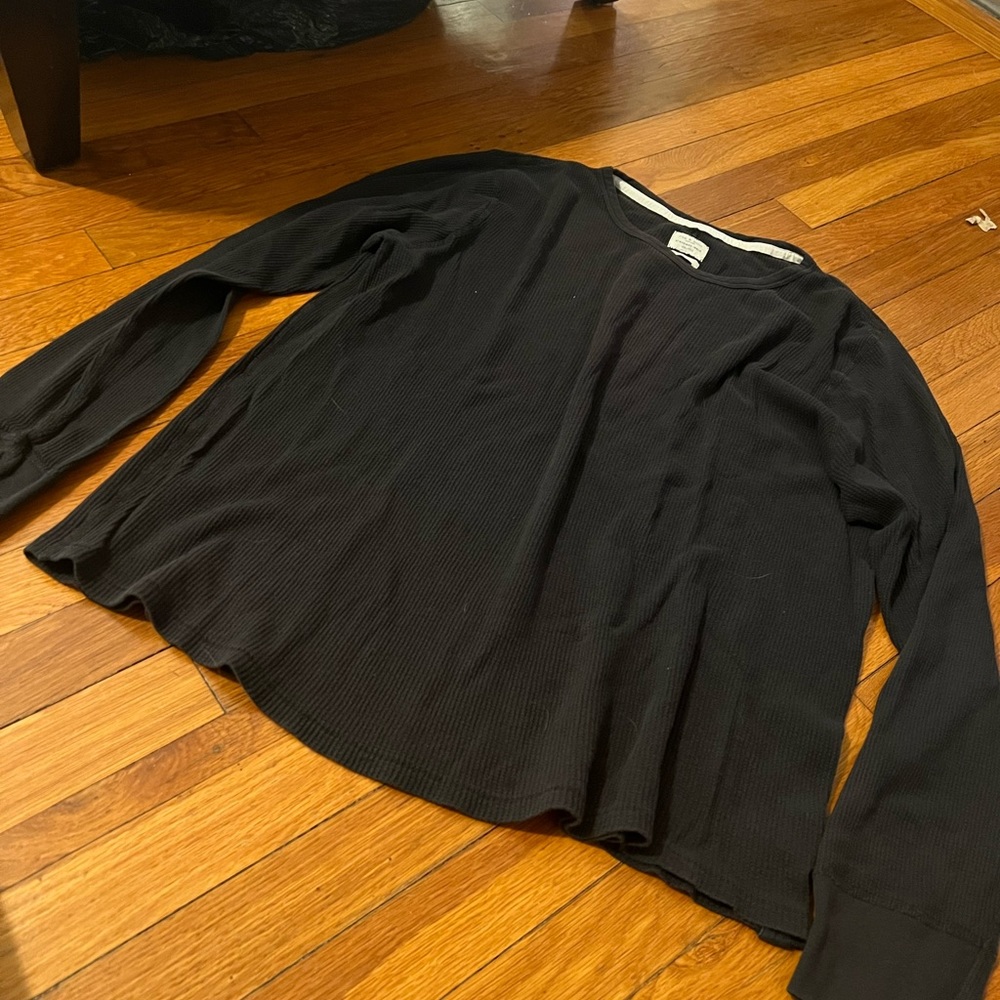 Rag & Bone Black Thermal Long Sleeve Tee